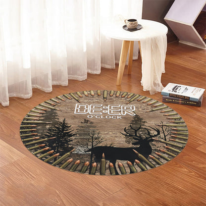 Deer O'Clock - Hunting Round Rug