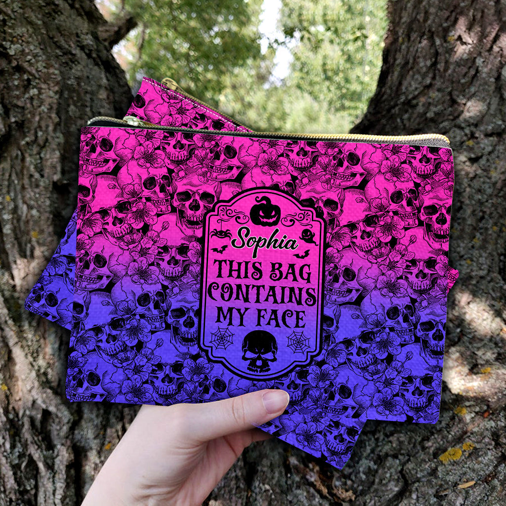 This Bag Contains My Face - Personalized Skull Pouch