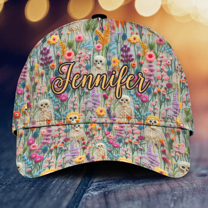 Floral Skeleton - Personalized Skull Classic Cap