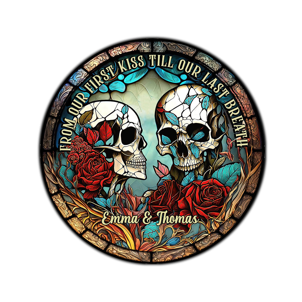 From Our First Kiss - Skull gift for girlfriend, husband, boyfriend, wife - Personalized Round Rug