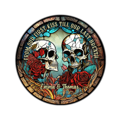 From Our First Kiss - Skull gift for girlfriend, husband, boyfriend, wife - Personalized Round Rug