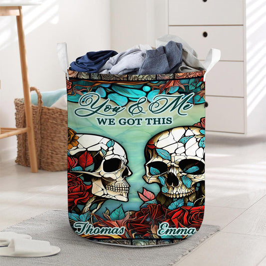 Skull Couple - Skull gift for husband, wife, boyfriend, girlfriend - Personalized Storage Basket