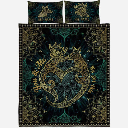 You And Me We Got This Deer Couple Mandala - Personalized Hunting Quilt Set