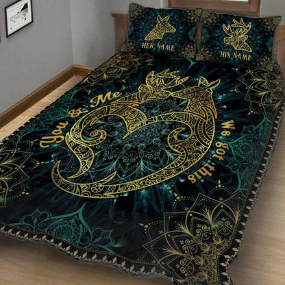 You And Me We Got This Deer Couple Mandala - Personalized Hunting Quilt Set