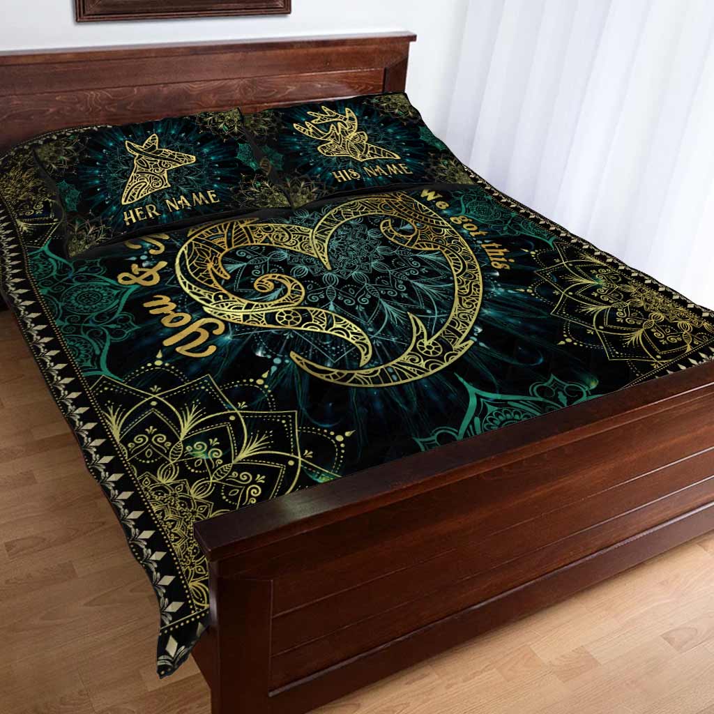 You And Me We Got This Deer Couple Mandala - Personalized Hunting Quilt Set