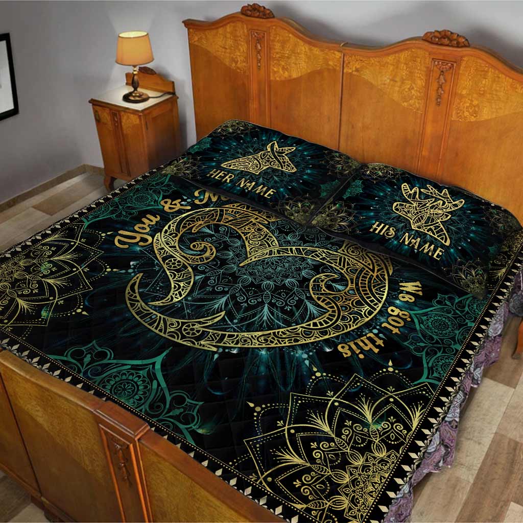 You And Me We Got This Deer Couple Mandala - Personalized Hunting Quilt Set
