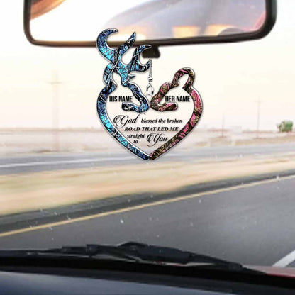 God Blessed The Broken Road - Personalized Hunting Transparent Car Ornament
