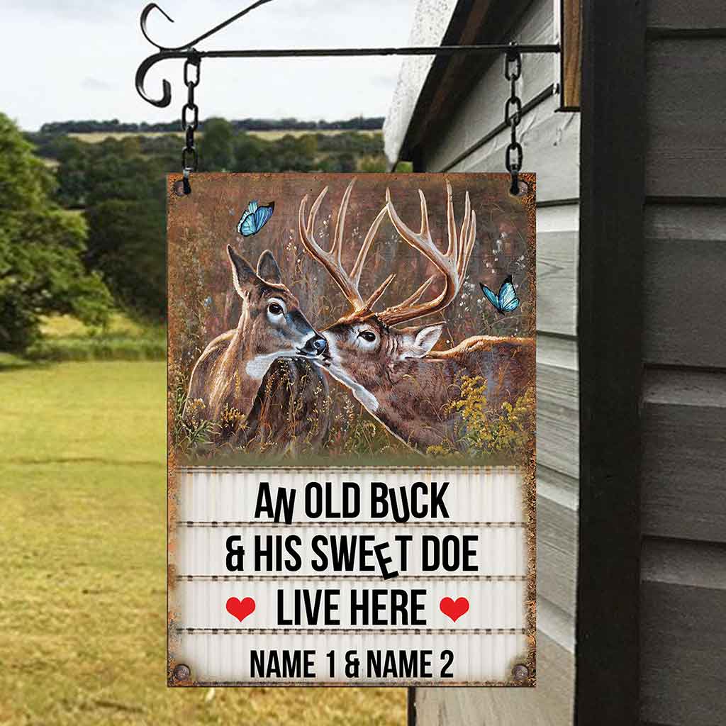 An Old Buck And His Sweet Doe - Hunting Personalized Rectangle Metal Sign