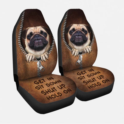 Get In Sit Down Shut Up Hold On - Dog Seat Covers With Leather Pattern Print