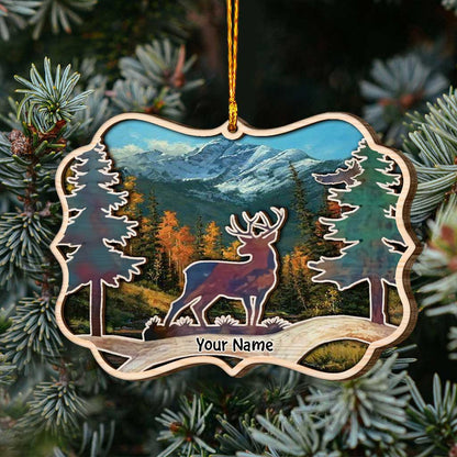 Hunting Deer - Personalized Christmas Hunting Layered Wood Ornament