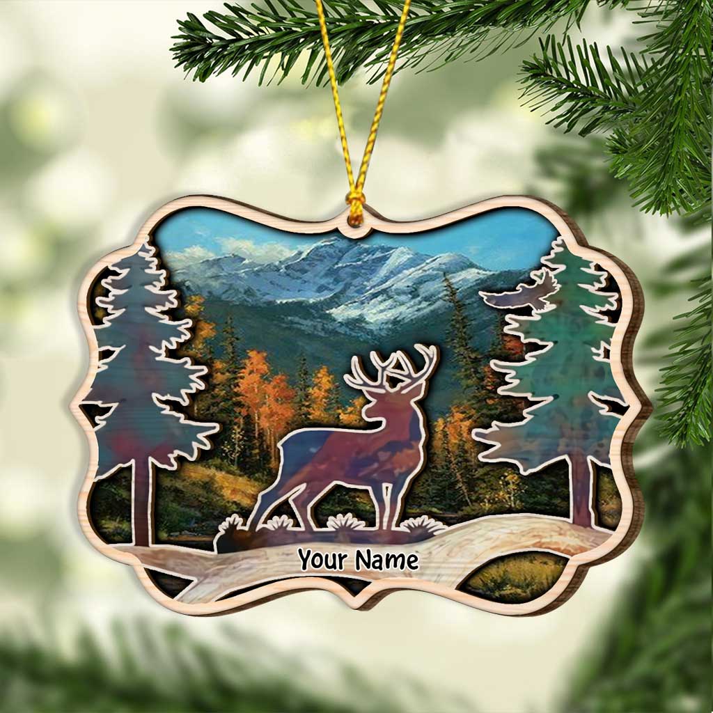 Hunting Deer - Personalized Christmas Hunting Layered Wood Ornament