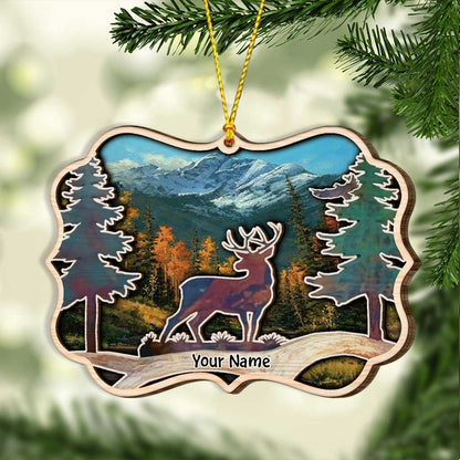 Hunting Deer - Personalized Christmas Hunting Layered Wood Ornament