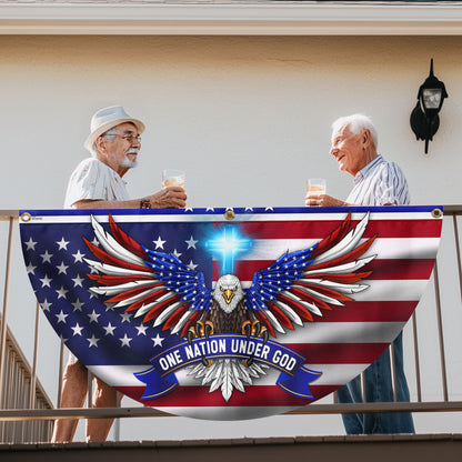 One Nation Under God Patriotic Eagle Non-Pleated Fan Flag TQN2650FL