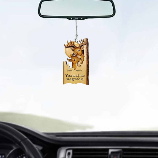 Lovely Buck And Doe - Personalized Hunting Car Ornament (Printed On Both Sides)