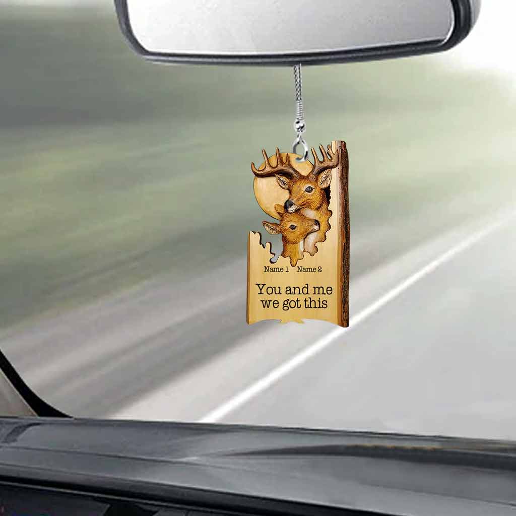 Lovely Buck And Doe - Personalized Hunting Car Ornament (Printed On Both Sides)