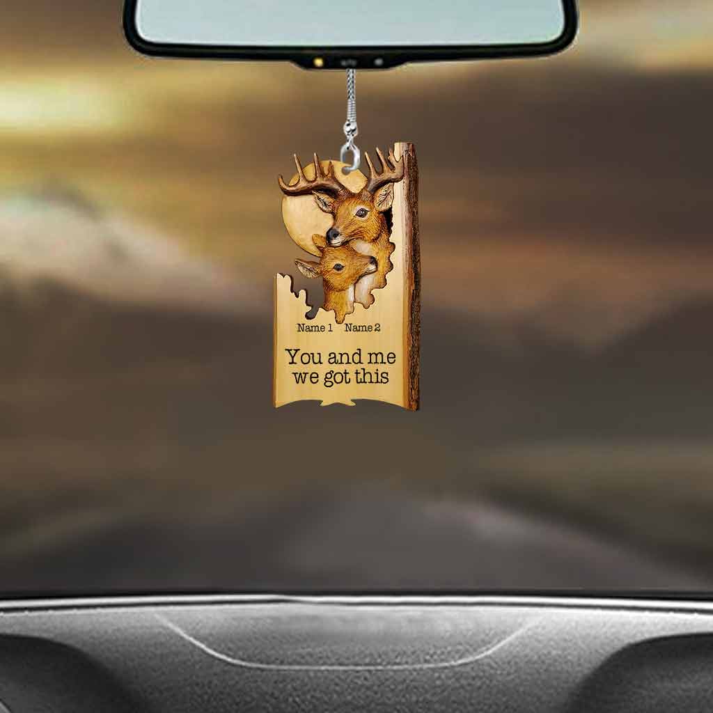 Lovely Buck And Doe - Personalized Hunting Car Ornament (Printed On Both Sides)