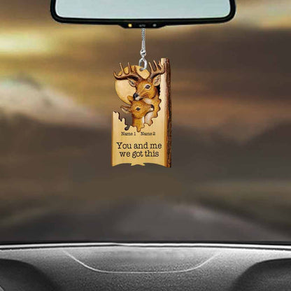 Lovely Buck And Doe - Personalized Hunting Car Ornament (Printed On Both Sides)