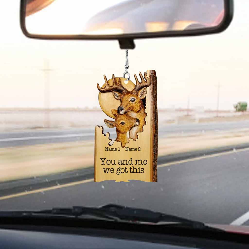 Lovely Buck And Doe - Personalized Hunting Car Ornament (Printed On Both Sides)