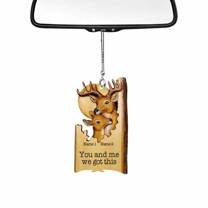 Lovely Buck And Doe - Personalized Hunting Car Ornament (Printed On Both Sides)