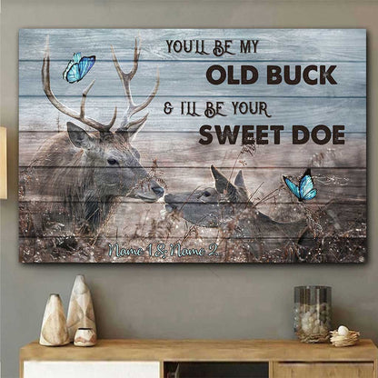 Old Buck Sweet Doe - Personalized Couple Hunting Poster