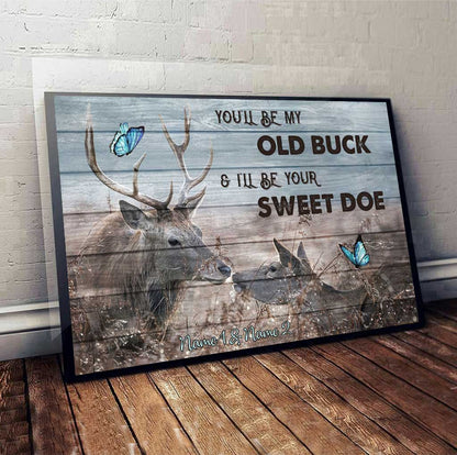 Old Buck Sweet Doe - Personalized Couple Hunting Poster