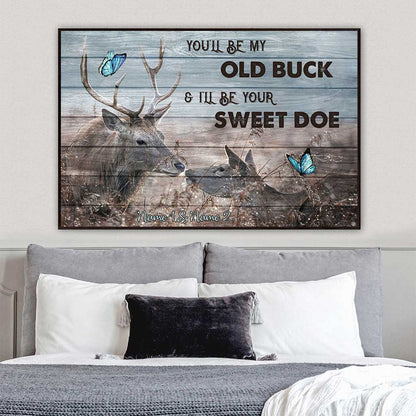 Old Buck Sweet Doe - Personalized Couple Hunting Poster