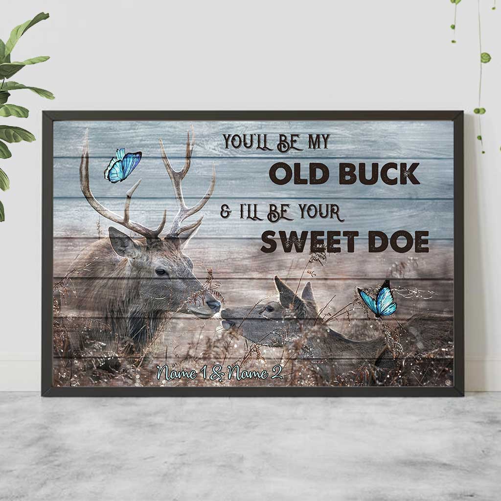 Old Buck Sweet Doe - Personalized Couple Hunting Poster