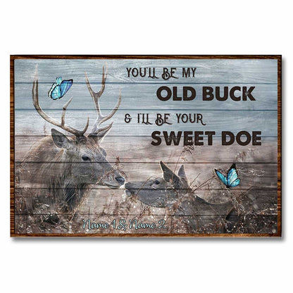 Old Buck Sweet Doe - Personalized Couple Hunting Poster