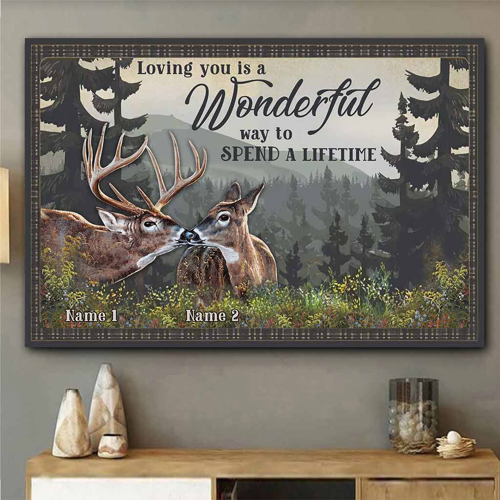 Loving You A Wonderful Way Spend A Lifetime - Personalized Couple Hunting Poster