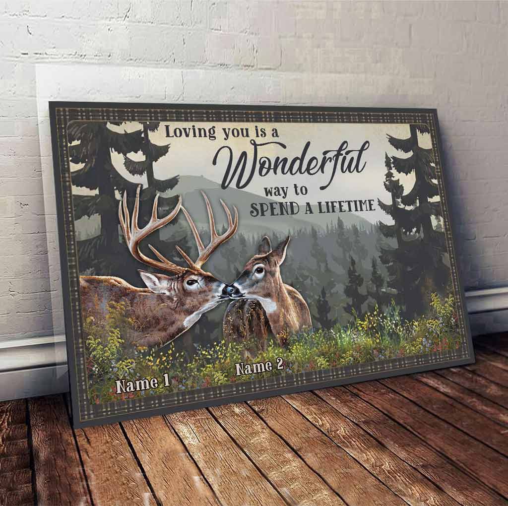 Loving You A Wonderful Way Spend A Lifetime - Personalized Couple Hunting Poster