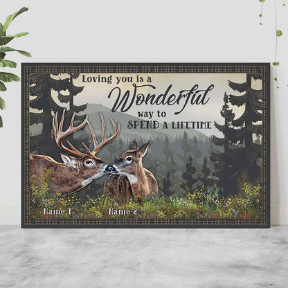 Loving You A Wonderful Way Spend A Lifetime - Personalized Couple Hunting Poster