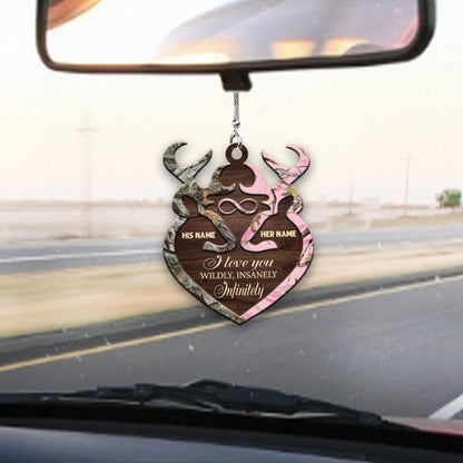 I Love You Wildly Insanely - Personalized Couple Hunting Car Ornament (Printed On Both Sides)