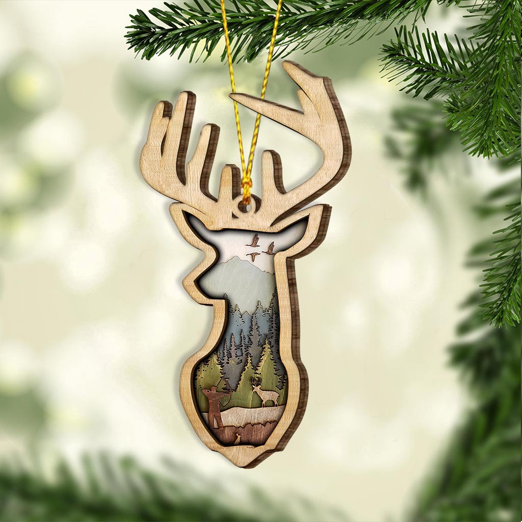 Deer Hunting - Christmas Layered Wood Ornament