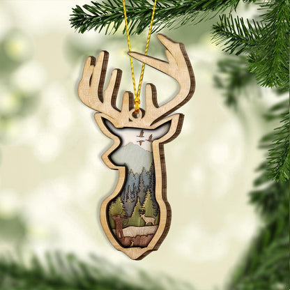 Deer Hunting - Christmas Layered Wood Ornament