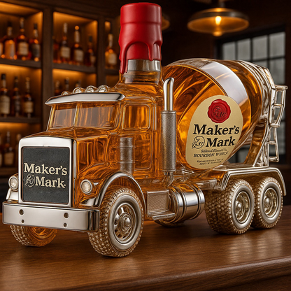 Cement Mixer Truck Whiskey Bottle