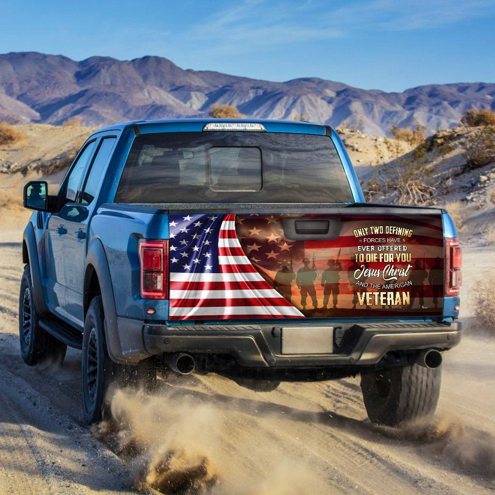 Owe To God And Veteran Truck Tailgate Decal Sticker Wrap