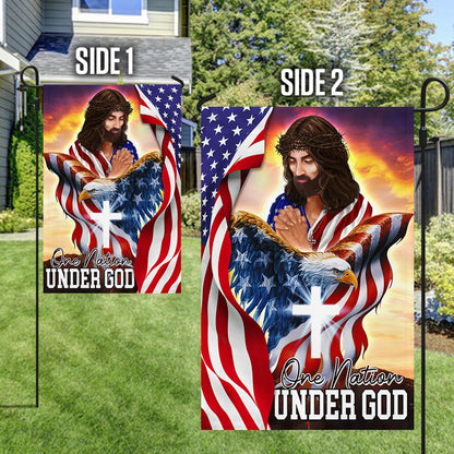 Flagwix American Flag - One Nation Under God, Patriotic Eagle Jesus Christian American Flag TPT902F