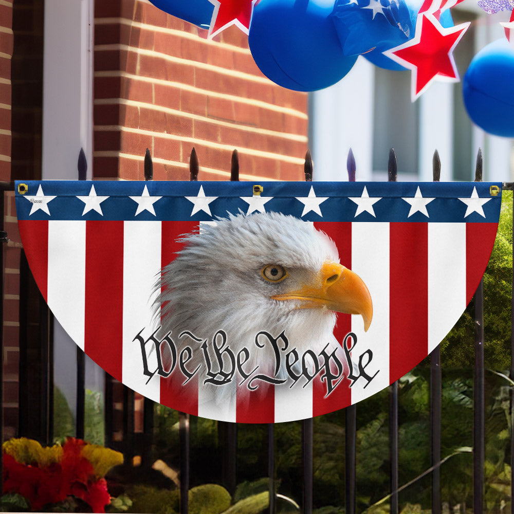 Patriotic Eagle We The People American Non-Pleated Fan Flag MLN3305FL