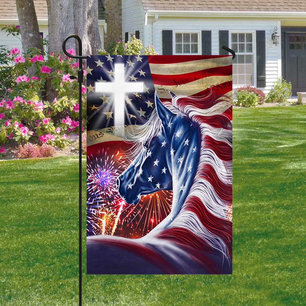 Horse Patriotic American Flag MLN1436F