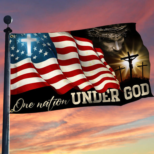Flagwix American Flag - One Nation Under God, Jesus Christian Patriotic American Grommet Flag TPT841GF