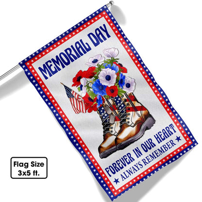 Memorial Day Veteran Boots Forever In Our Heart Always Remember Flag MLN1175F