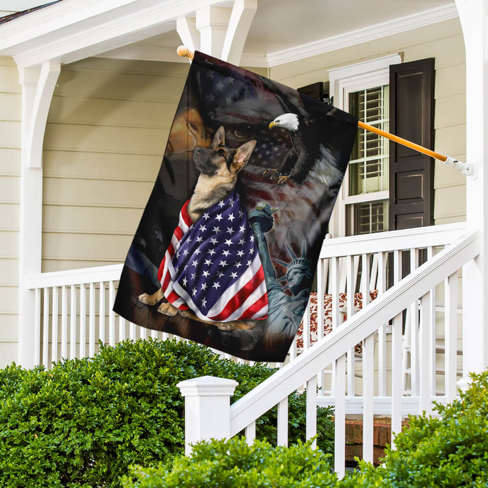 German Shepherd American Patriot Flag