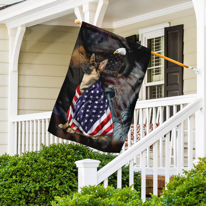 German Shepherd American Patriot Flag