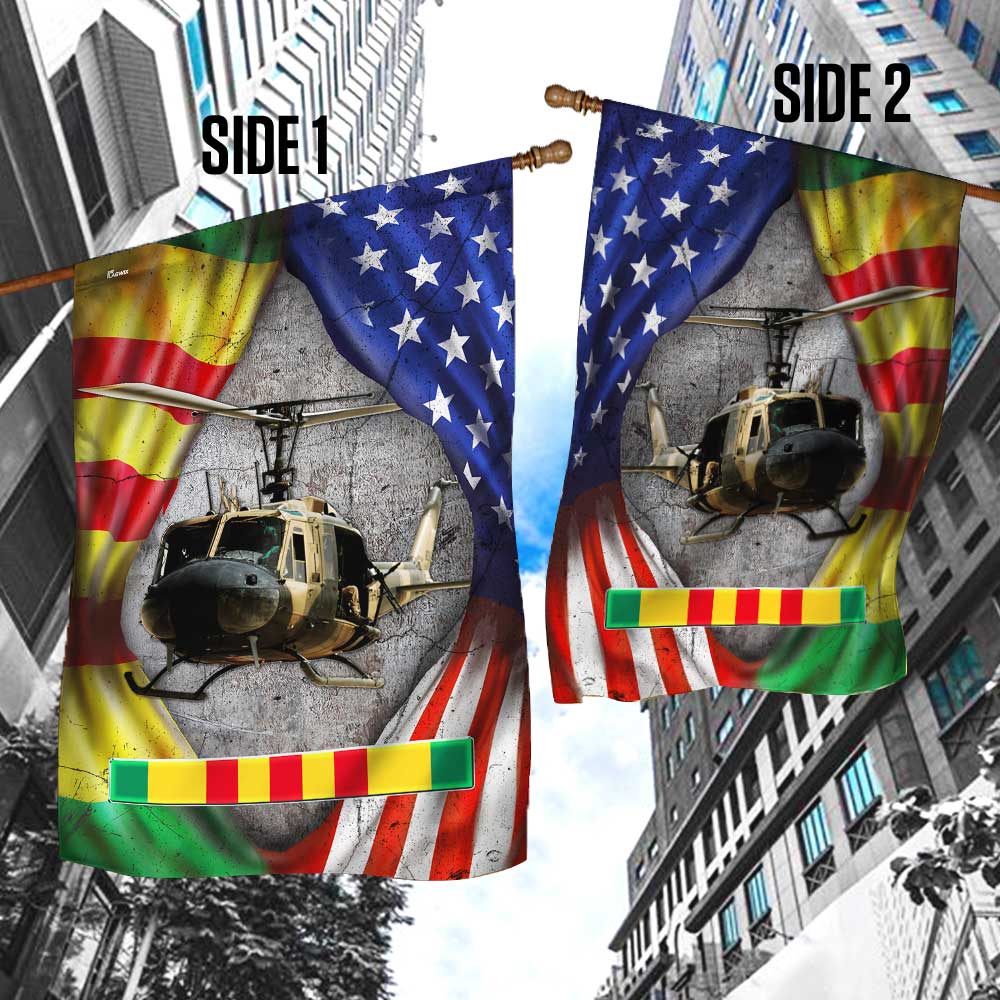 Huey Helicopter Vietnam Veteran Lest We Forget Flag DBD2687F