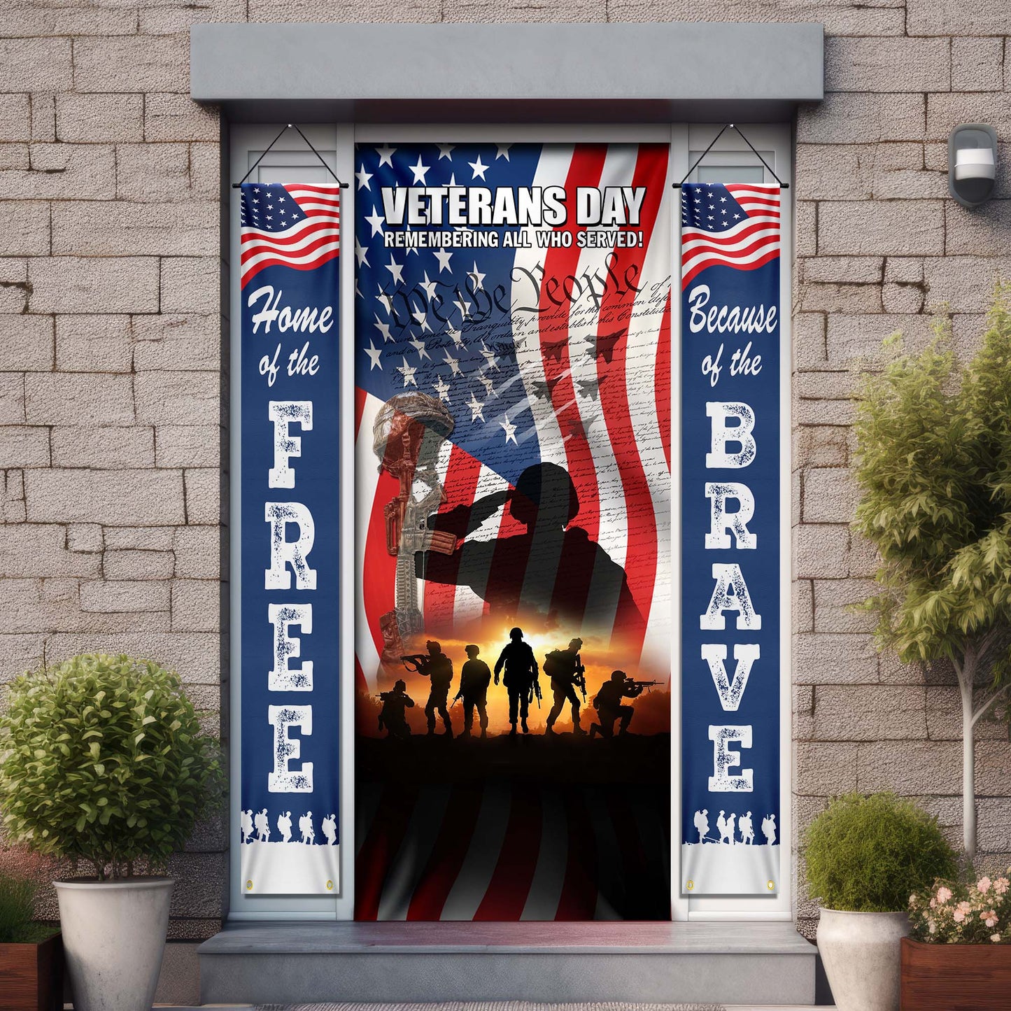 Veterans Day, Home Of The Free Because Of The Brave Door Cover &amp; Banners TPT1273CB