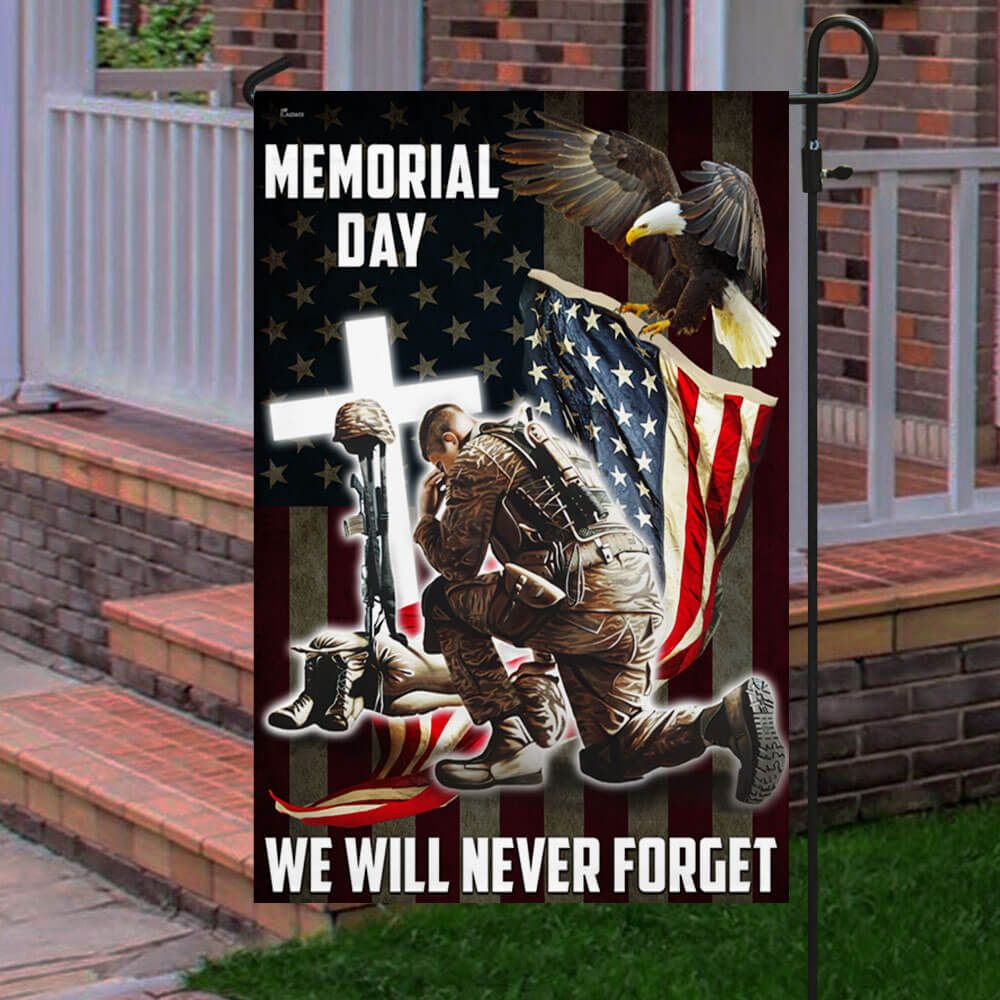 Memorial Day. Remember and Honor Veteran American Eagle Two-Sided Flag TPT776Fv1