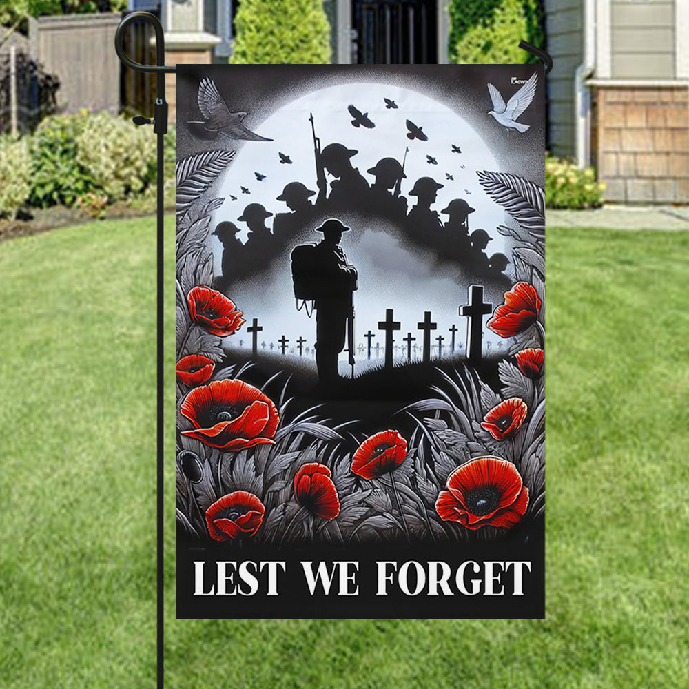 Lest We Forget Poppy Flowers Christian Cross Anzac Day Memorial Flag TPT1568F
