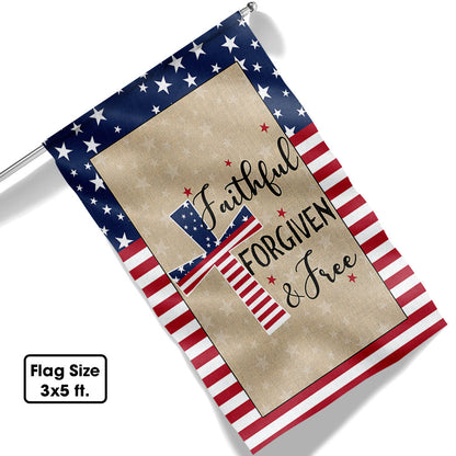 Flagwix American Flag - American Patriotic Cross Faithful Forgiven and Free Flag MLN904F