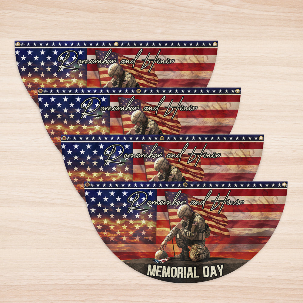 Memorial Day Remember and Honor Veteran Non-Pleated Fan Flag VTM1202NGT