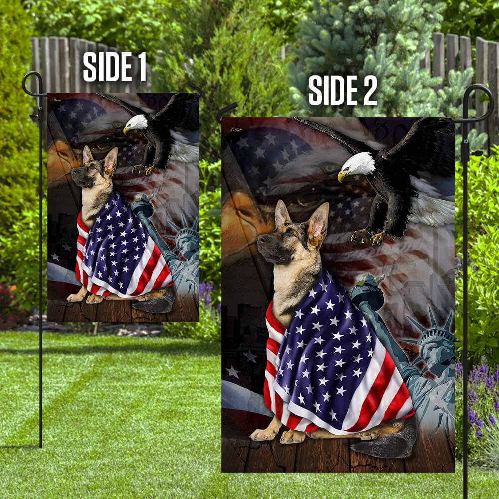 German Shepherd American Patriot Flag